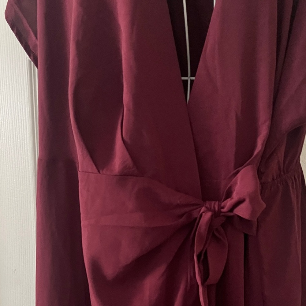 SHEIN Burgundy Midi Dress wrap - Picture 3 of 8